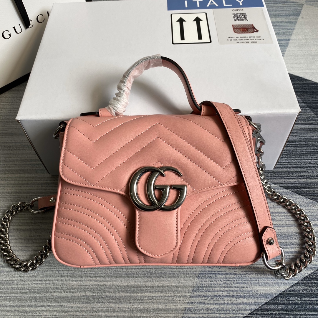 Gucci GG Marmont Mini Top Handle Bag Shoulder Bag 547260 Pastel pink